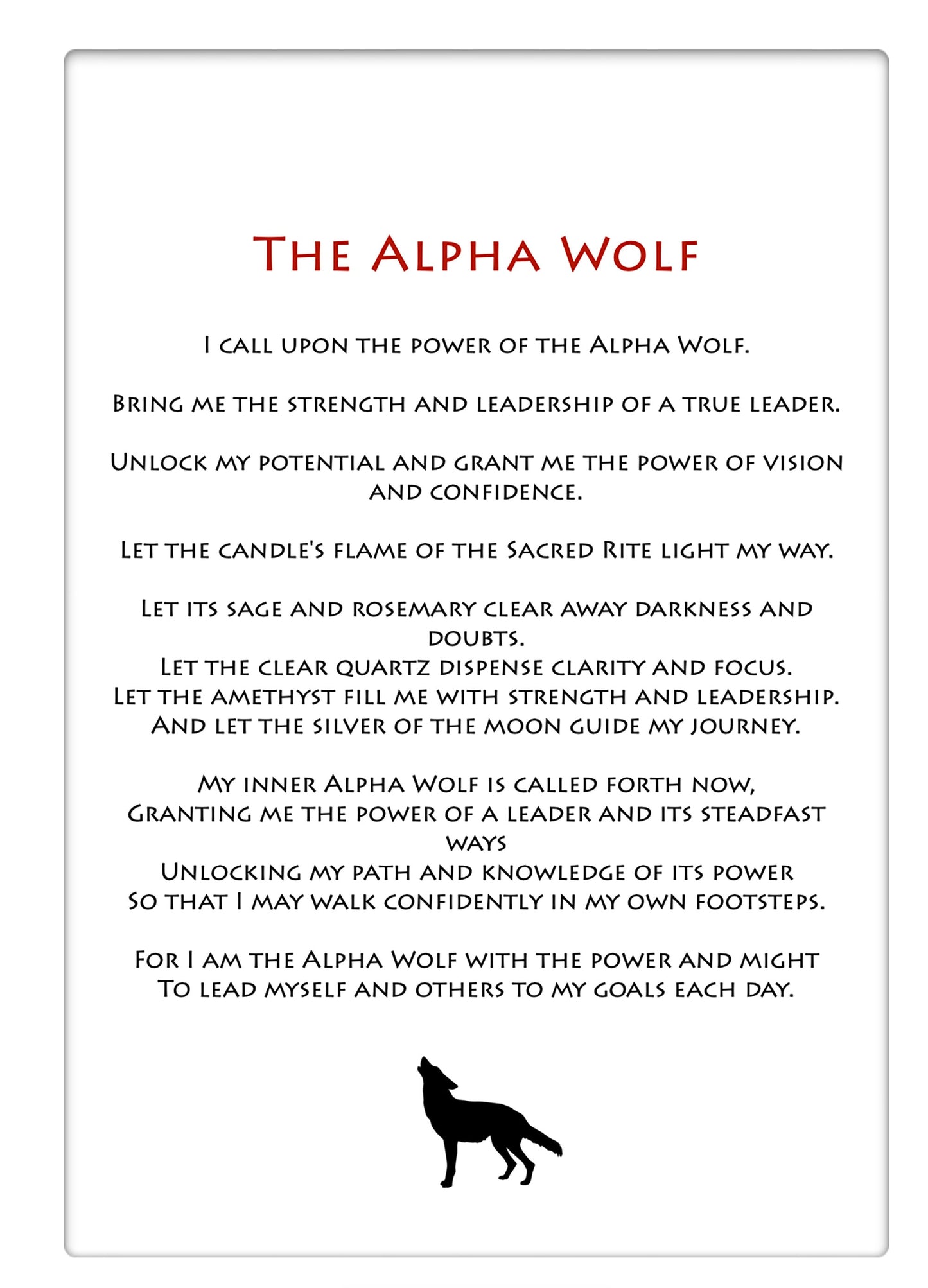 Alpha Wolf Spell - build your courage, perseverance, leadership, and determination with power and confidence