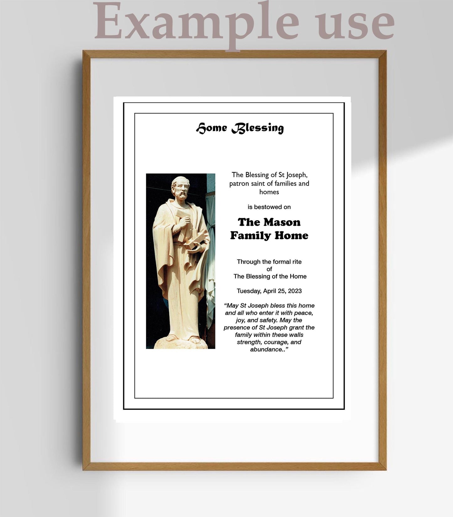 St. Joseph Home Blessing - Bring the blessing of the patron saint of Home to yours or a loved one